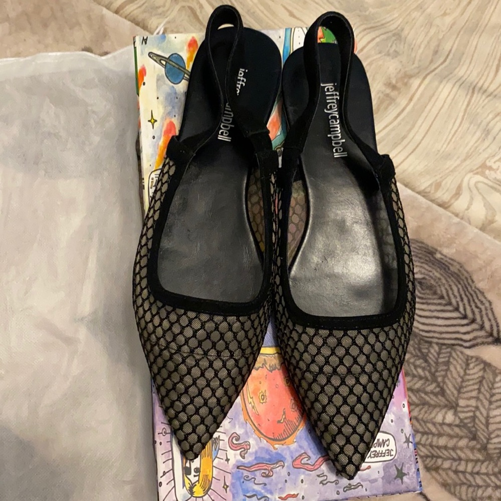 Black mesh slip on shoes